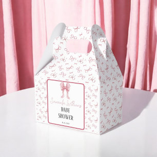 Pink Bow Girl Baby Shower Watercolor Favour Box