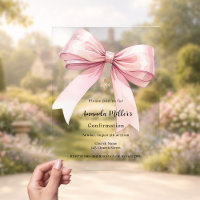 Pink bow girl clear Confirmation