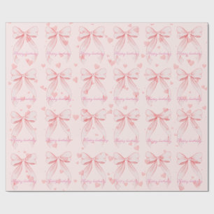 Pink Bow Girl First Birthday  Wrapping Paper