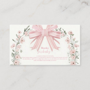 Pink Bow Girl Floral Baby Shower Books for Baby Enclosure Card