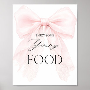 Pink Bow Girl Modern Baby Shower Food Bar Sign