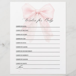 Pink Bow Girl Modern Baby Shower Games