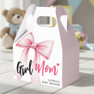 Pink Bow Girl Mom Ribbon Cute Baby Shower Favour Box