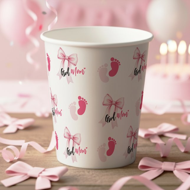 Pink Bow Girl Mom Ribbon Cute Baby Shower Paper Cups (Pink Bow Girl Mom Ribbon Cute Baby Shower Paper Cups
)