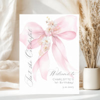 Pink Bow Girl Onederful 1st Birthday Welcome