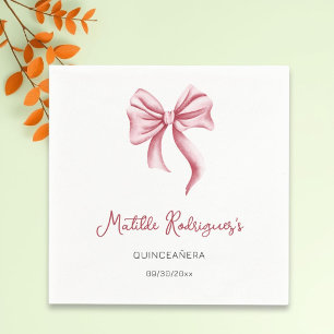 Pink Bow Girl Quinceanera Birthday Napkin