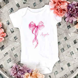 Pink Bow Girls Baby Bodysuit