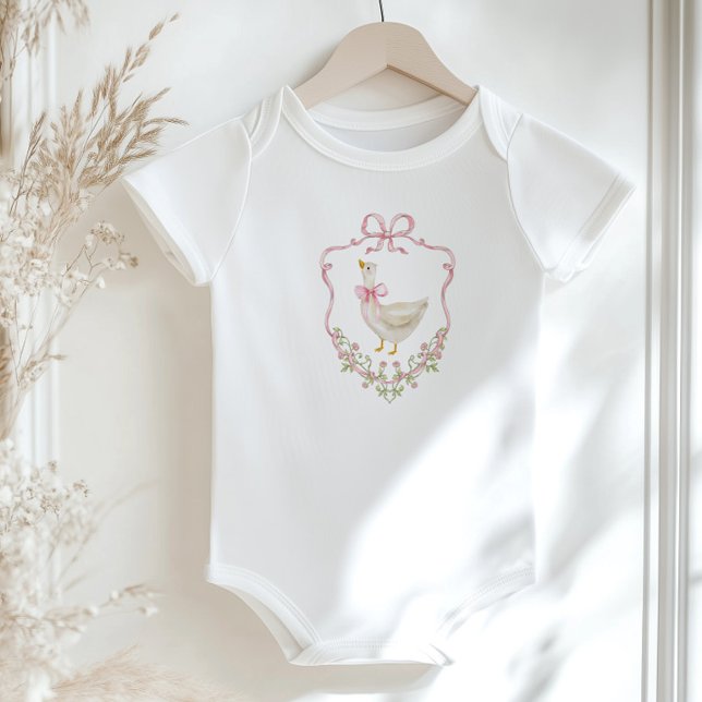 Pink bow Goose Crest Baby girl shower Baby Bodysuit (Creator Uploaded)