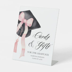 Pink Bow Grad Party Graduate Cards and Gifts Pedestal Sign