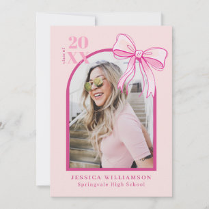 Pink Bow Graduation Announcement Photo