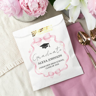 Pink Bow Graduation Cap Graduate Favour Bag