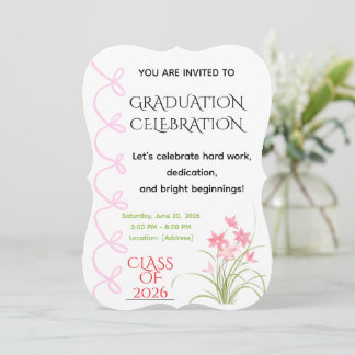 Pink Bow Graduation Invitation