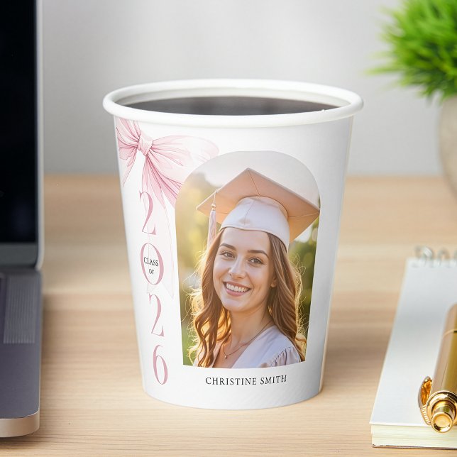 Pink Bow Graduation Paper Cups (Creator Uploaded)