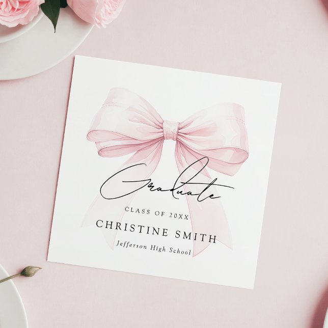 Pink Bow Graduation Paper Napkins (Creator Uploaded)
