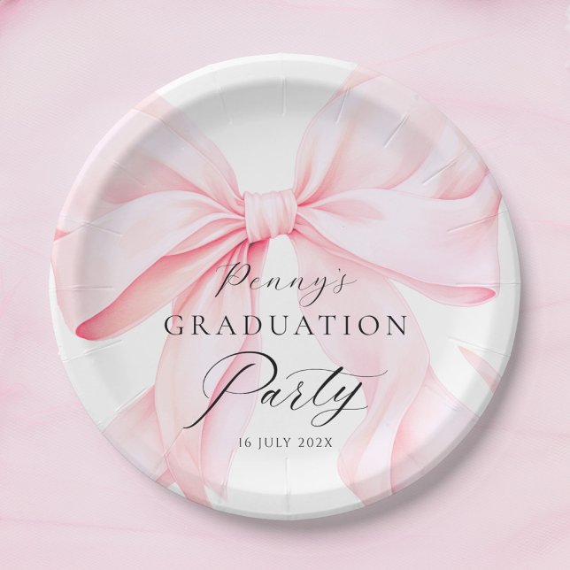 Pink Bow Graduation  Paper Plate (Creator Uploaded)