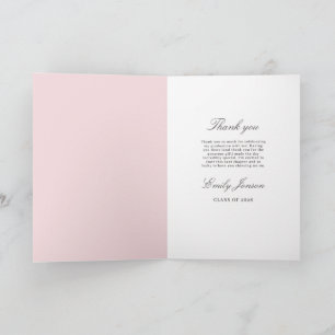 Pink Bow Graduation Party Coquette Modern Graduate Thank You Card