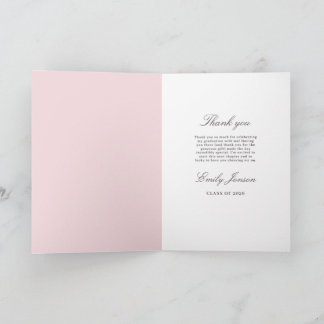 Pink Bow Graduation Party Coquette Modern Graduate Thank You Card