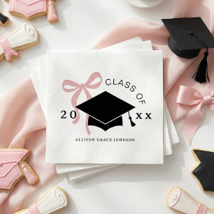 Pink Bow Graduation Party Favour Napkin