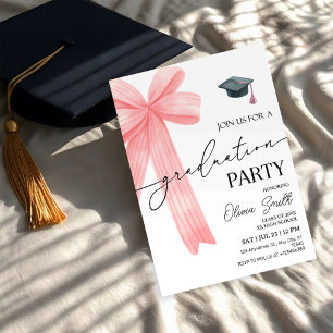 Pink Bow Graduation Party Invitation