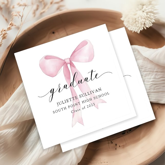 Pink Bow Graduation Party Napkin (Creator Uploaded)