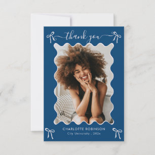 Pink Bow Graduation Party Thank You Card