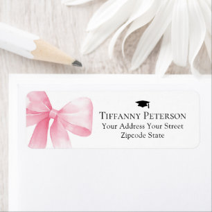 Pink Bow Graduation Return Address Label
