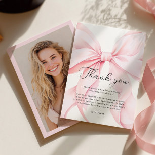 Pink Bow Graduation Thank You Card