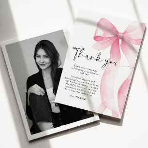 Pink Bow Graduation Thank You Card