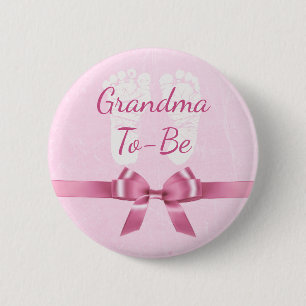 Pink Bow Grandma  to be Baby Shower Button