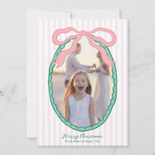 Pink Bow Grandmillenial Christmas Photo Holiday Card