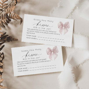 Pink Bow Guess How Many Kisses Bridal Game Enclosure Card