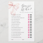 Pink Bow Guess Who Bridal Shower Game