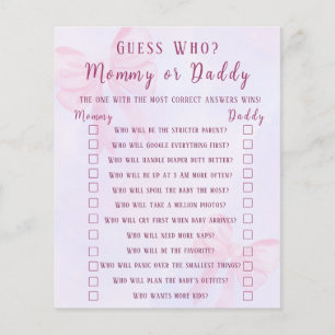 Pink Bow Guess Who Mummy or Daddy Baby Shower Game