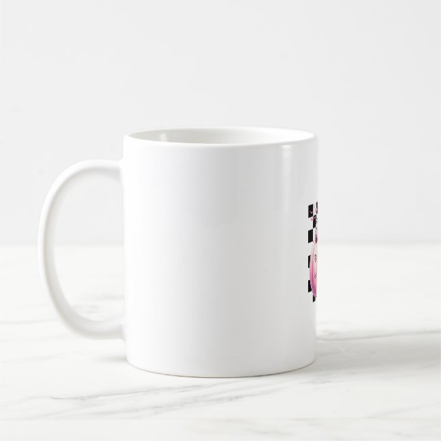 Pink Bow Halloween Pumpkin With Kitten Cat Skulls  Coffee Mug (Left)