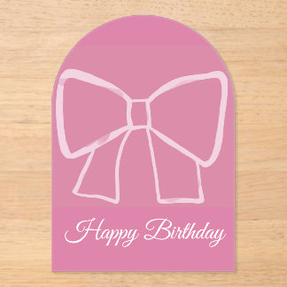 Pink Bow Happy Birthday –  Acrylic Invitations