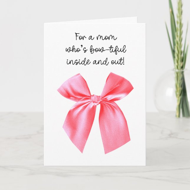 Pink Bow Happy Mother's Day Card (Front)