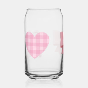 pink bow heart and can glass