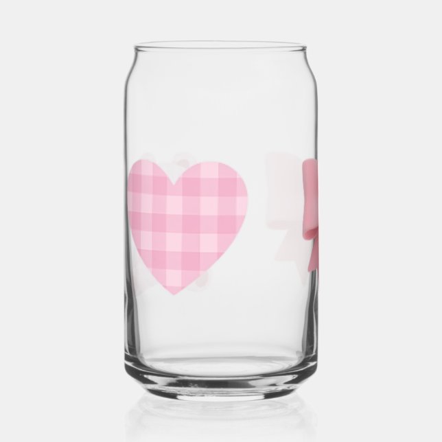 pink bow heart and  can glass (Front)