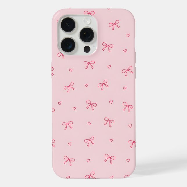 Pink Bow Heart Pattern iPhone Case (Back)