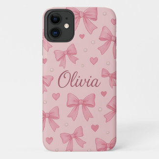 Pink Bow & Hearts Personalised Phone Case – Custom