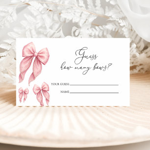 Pink Bow How Many Bows Baby Shower Game Enclosure Card