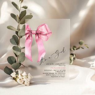 Pink Bow Its a girl elegant Baby Shower Acrylic Invitations