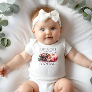 Pink Bow Just a girl who loves football Toddler  Baby Bodysuit