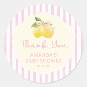 Pink Bow Lemon Baby Shower Sticker