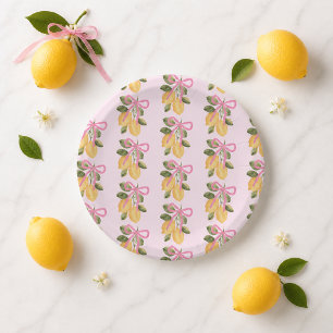 Pink Bow Lemon Paper Plates