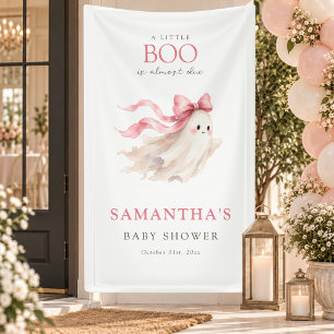 Pink Bow Little Boo Baby Girl Shower Welcome  Banner