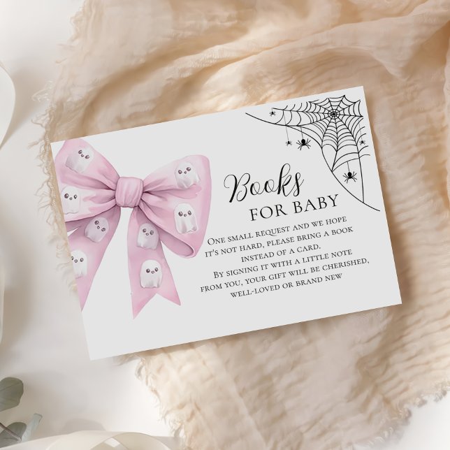 Pink Bow Little Boo Baby Shower Books for Baby Enclosure Card (Creator Uploaded)