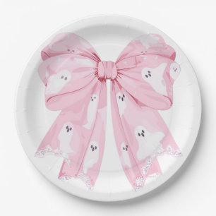 Pink Bow Little Boo Baby Shower Paper Plates