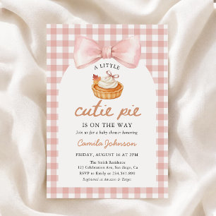 Pink Bow Little Cutie Pie Fall Baby Shower Invitation