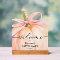 Pink Bow Little Pumpkin Baby Shower Welcome
